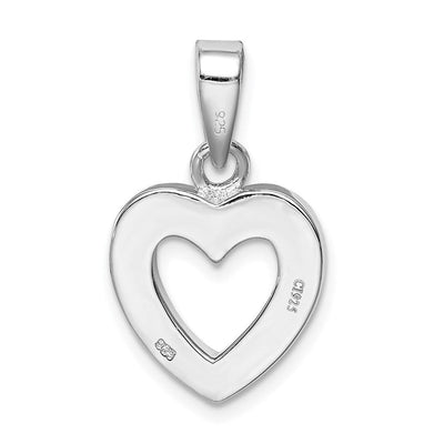 Sterling Silver Rhodium-plated Blue Inlay Created Opal Heart Pendant, 18 x 15mm