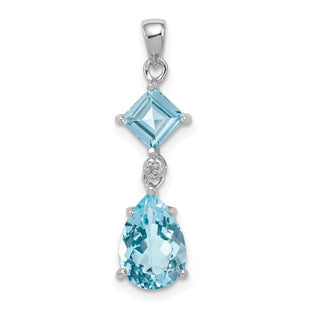 Sterling Silver Rhodium Plated Diamond & Light Swiss BT Pendant (Style QP2956BT)