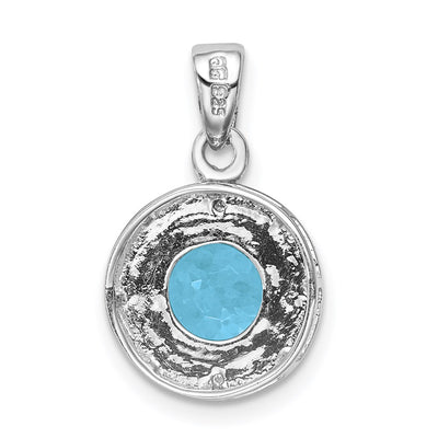 Sterling Silver Rhodium Plated Diamond & Light Swiss BT Pendant, 18 x 11mm
