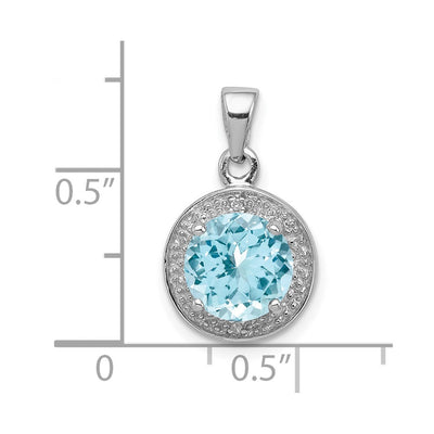 Sterling Silver Rhodium Plated Diamond & Light Swiss BT Pendant, 18 x 11mm