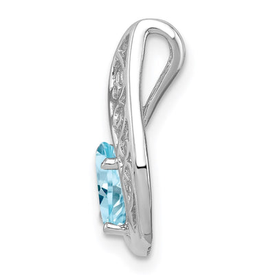 Sterling Silver Rhodium Plated Diamond and Light Swiss BT Pendant, 18 x 10mm