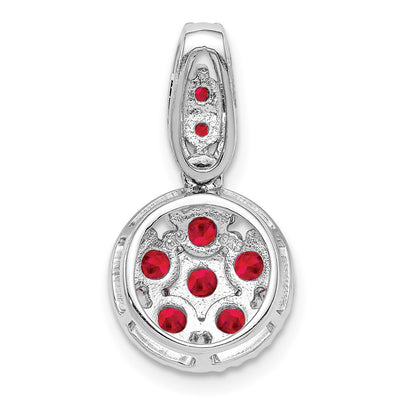 Sterling Silver Rhodium-plated & Ruby Circle Pendant