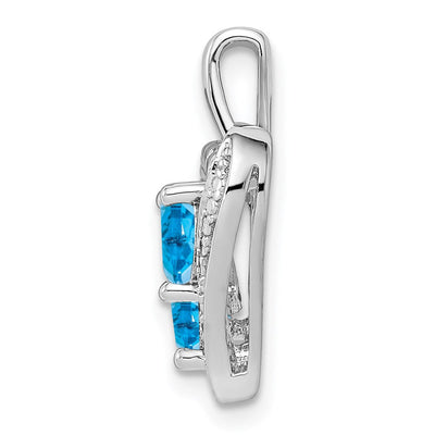 Sterling Silver Rhodium-plated Blue Topaz Diamond Pendant, 20 x 15mm