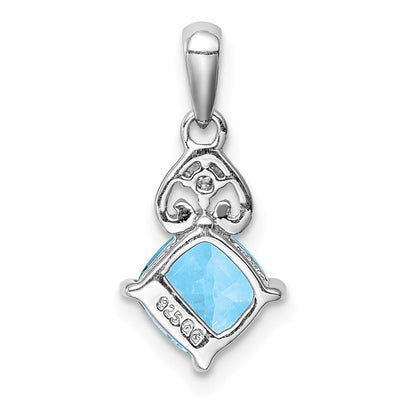 Sterling Silver Rhodium Plated Diamond and Light Swiss BT Pendant, 17 x 8mm