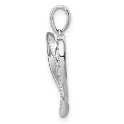 Sterling Silver Rhodium Diam. Heart Pendant, 22 x 18mm