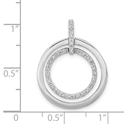Sterling Silver Rhodium Plated Diamond Pendant, 26 x 21mm