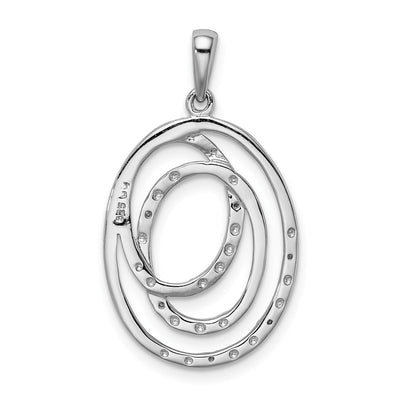 Sterling Silver Rhodium Plated Diamond Pendant, 29 x 17mm