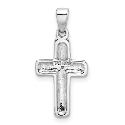 Sterling Silver Rhodium Plated Diamond Cross Pendant, 25 x 12mm