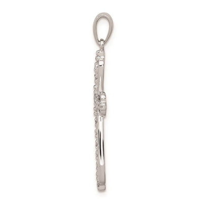 Sterling Silver Rhodium Plated Diamond Cross Pendant, 32.5 x 18mm
