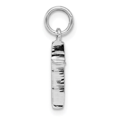 Sterling Silver RH Plated Child's Polished Cross Pendant, 19.67 x 7.4mm