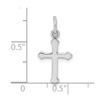 Sterling Silver RH Plated Child's Polished Cross Pendant, 21.78 x 10.77mm