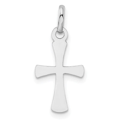 Sterling Silver RH Plated Child's Polished Cross Pendant, 21.57 x 9.68mm