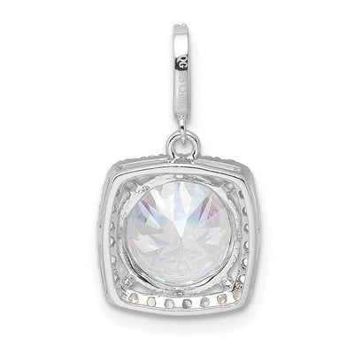 Sterling Silver Rhodium-plated Polished CZ Pendant, 23.57 x 12.8mm