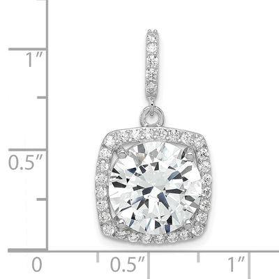 Sterling Silver Rhodium-plated Polished CZ Pendant, 23.57 x 12.8mm