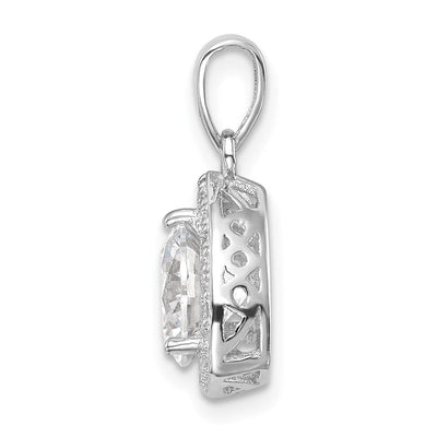 Sterling Silver Rhodium-plated Polished CZ Pendant, 20.26 x 12.3mm
