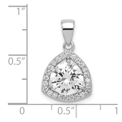 Sterling Silver Rhodium-plated Polished CZ Pendant, 20.26 x 12.3mm
