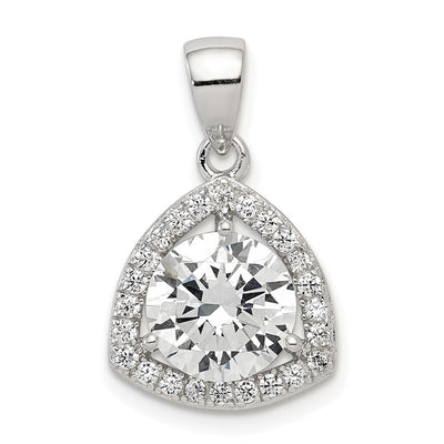 Sterling Silver Rhodium-plated Polished CZ Pendant, 20.26 x 12.3mm