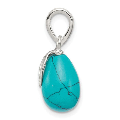 Sterling Silver Polished Lab Created Turquoise Pendant, 22.1mm