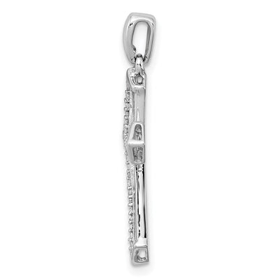 Sterling Silver Rhodium Plated Diamond Cross Pendant, 28.5 x 15.5mm