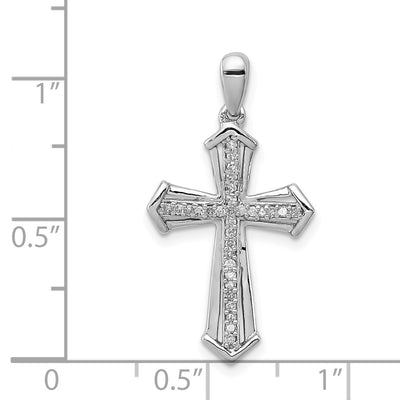 Sterling Silver Rhodium Plated Diamond Cross Pendant, 28.5 x 15.5mm