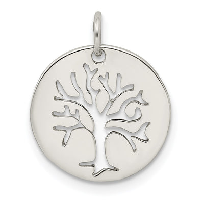 Sterling Silver Polished Tree Cut-out Charm