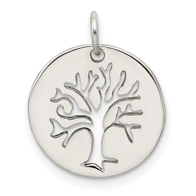 Sterling Silver Polished Tree Cut-out Charm