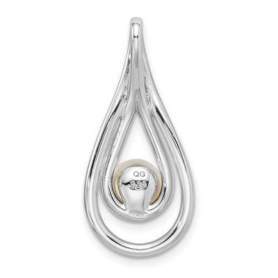 Sterling Silver Rhodium-plated Brushed & Polished (6-) FWC Pearl Teardro