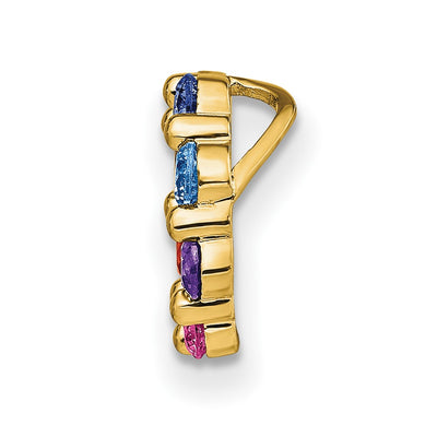 Prizma Sterling Silver Gold-tone 14K Flash Gold-plated Colorful CZ Circle Chain Slide