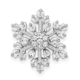 Sterling Silver Rhodium-plated CZ Snowflake Chain Slide (Style QP5358)