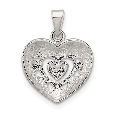 Sterling Silver Polished Heart Pendant, 21.18 x 15.48mm