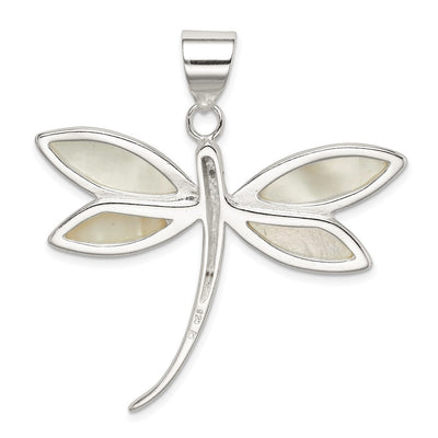Sterling Silver White Shell Dragonfly Pendant