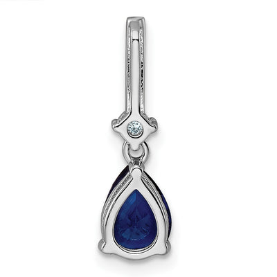 Sterling Silver Rhodium-plated CZ and Blue Glass Pendant, 19.9 x 6.22mm