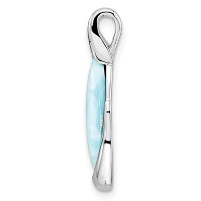 Sterling Silver Rhodium-plated Polished Larimar Pendant, 26.62 x 9.8mm