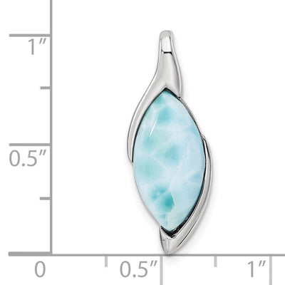 Sterling Silver Rhodium-plated Polished Larimar Pendant, 26.62 x 9.8mm