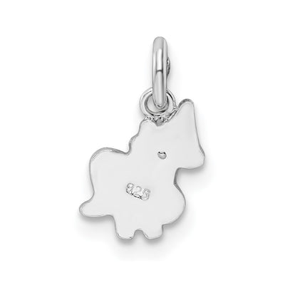 Sterling Silver Rhodium-plated Pink, White & Black Enameled Unicorn Children's Pendant