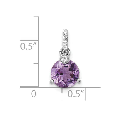 Sterling Silver Rhod-plated Circle 1.90Amethyst/WhiteTopaz Pendant