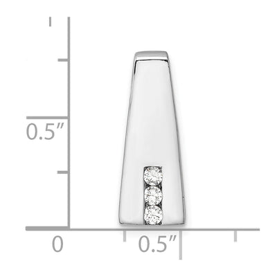 Sterling Silver Rhodium-plated CZ Chain Slide Pendant, 19.3 x 7.7mm