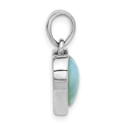 Sterling Silver Rhodium-plated Larimar Heart Pendant, 19.5 x 14.5mm