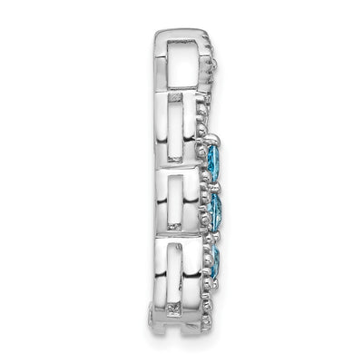 Sterling Silver Rhodium-plated Light Swiss Blue Topaz Chain Slide