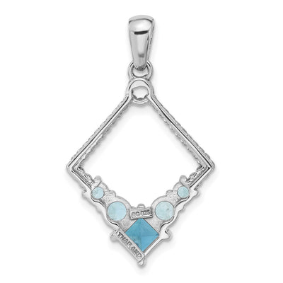 Sterling Silver Rhodium-plated London and Light Swiss Blue Topaz Pendant