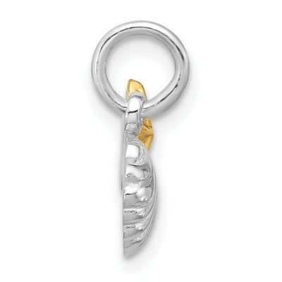 Sterling Silver Rhodium-plated Gold-tone Polished Starfish & Shell Pendant