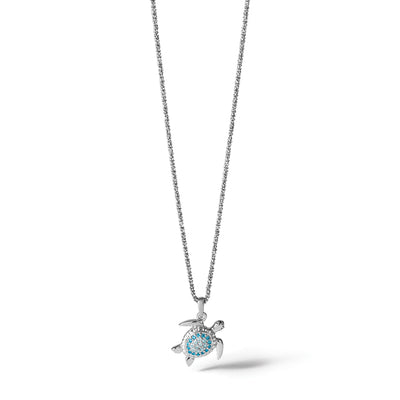 Sterling Silver Rhodium-plated Polished CZ Turtle Pendant