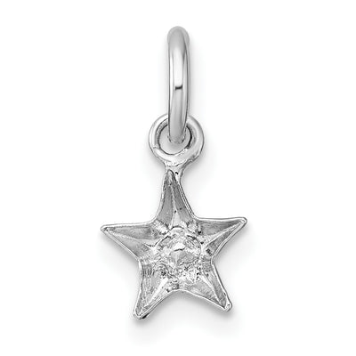 Sterling Silver Madi K Rhodium-plated Polished Blue Crystal Center Star Childrens Pendant