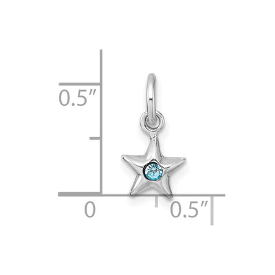 Sterling Silver Madi K Rhodium-plated Polished Blue Crystal Center Star Childrens Pendant