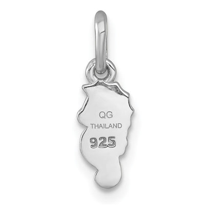 Sterling Silver Rhodium-plated Polished White and Rainbow Enamel Seahorse Childrens Pendant