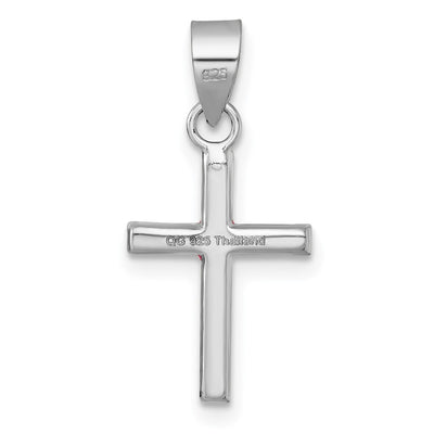 Sterling Silver Rhodium-plated Polished Pink/Blue/Green/Purple Crystal Childrens Cross Pendant