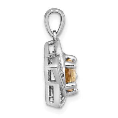 Sterling Silver Rhodium-plated Polished Citrine and White Topaz Star Pendant