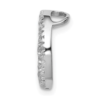 Sterling Silver Rhodium-plated CZ Round Pendant, 15 x 15mm