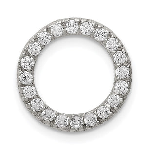 Sterling Silver Rhodium-plated CZ Round Pendant (Style QP770)