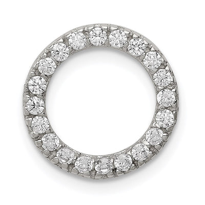 Sterling Silver Rhodium-plated CZ Round Pendant, 15 x 15mm